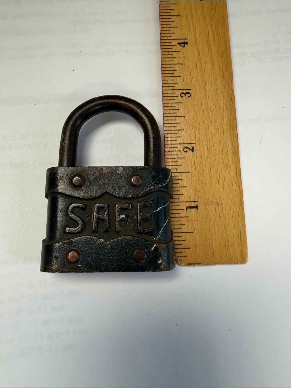 Vintage 'SAFE' Cast Iron Padlock No Key